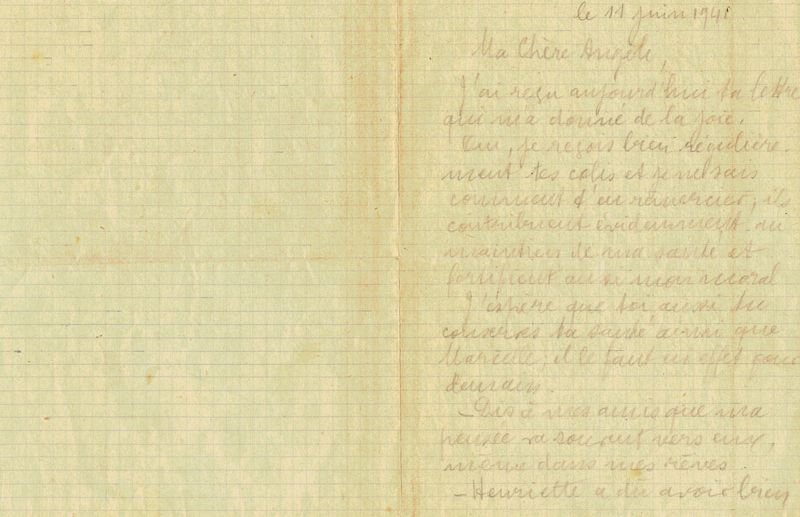 Lettre de Raymond Lebas à sa femme Henriette depuis la prison de Luckau