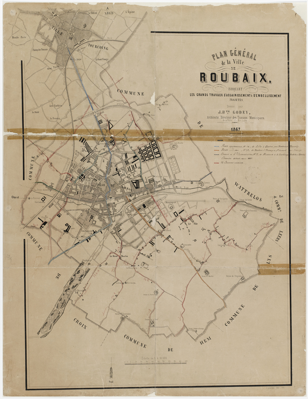 Plan de Roubaix dressé par J.B. Godey