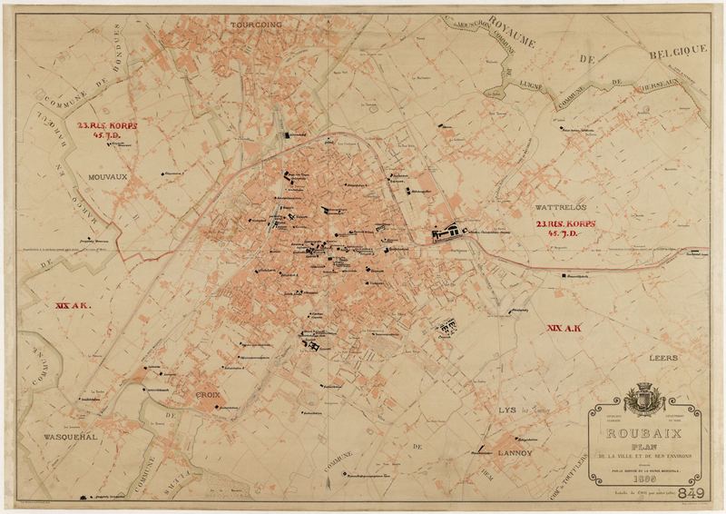 Plan de Roubaix et de ses environs, 1899.
