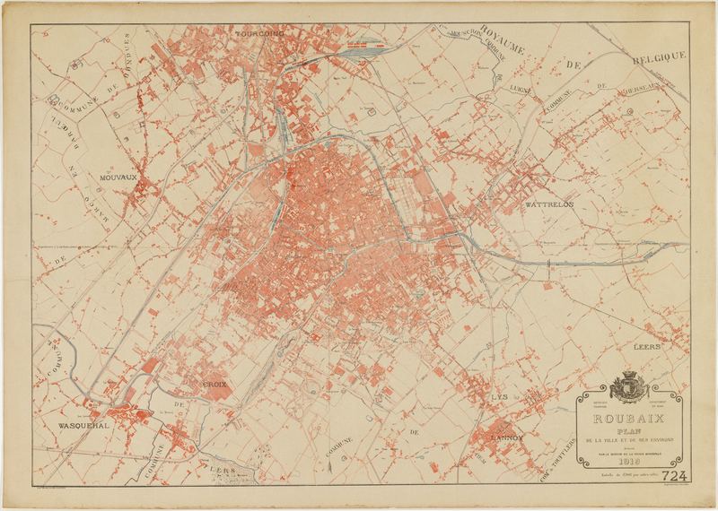 Plan de Roubaix et de ses environs, 1919.