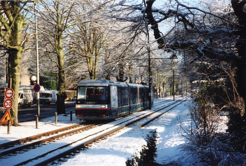 Le tramway le long du parc Barbieux