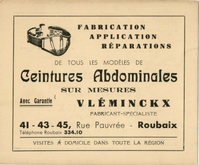 Une carte pour le fabricant de ceintures abdominales Vleminckx