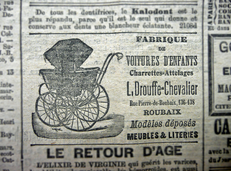Maison Drouffe-Chevalier, voitures d'enfants - annonce publicitaire dans le Journal de Roubaix