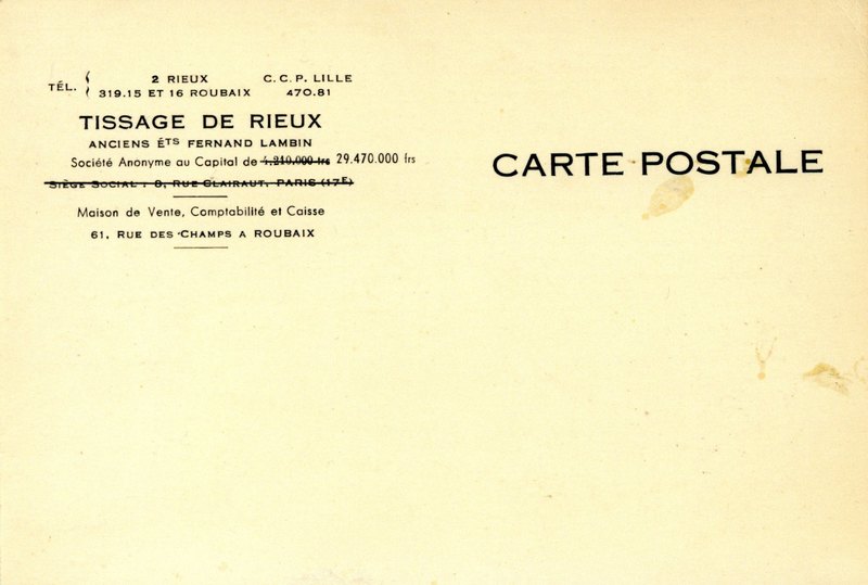 Une carte postale du Tissage de Rieux