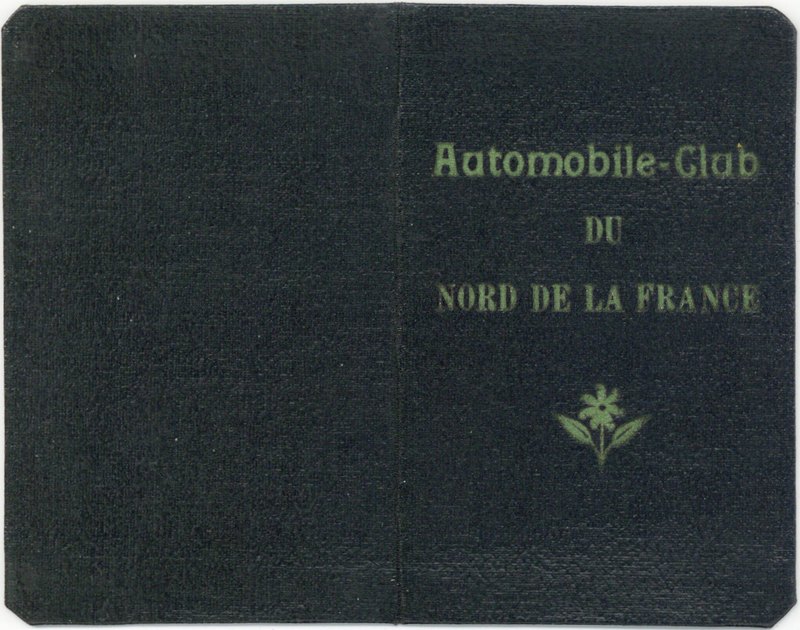 Le carnet d'un adhérent de l'Automobile Club du Nord