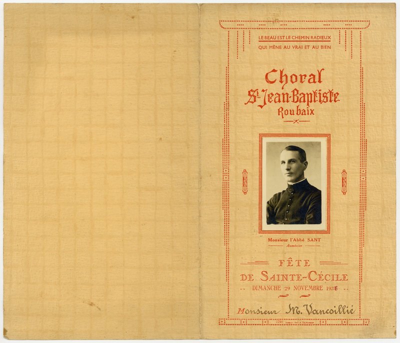 Un menu du choral Saint Jean-Baptiste