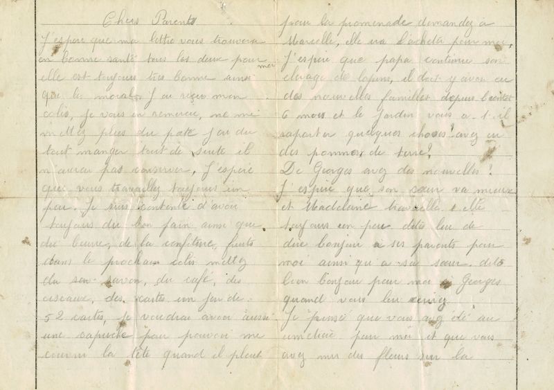 Lettre manuscrite et autographe du 7 décembre 1941 de Laure à ses parents lors de son séjour à la prison de Hambourg