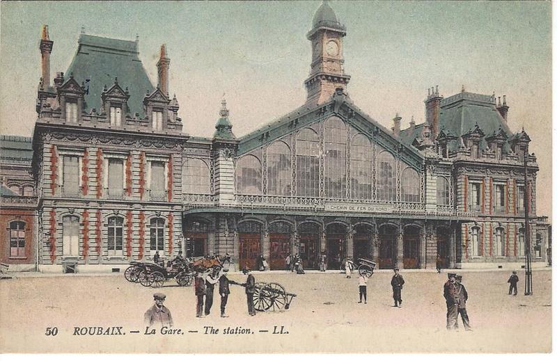 Photographie colorisée de la Gare de Roubaix