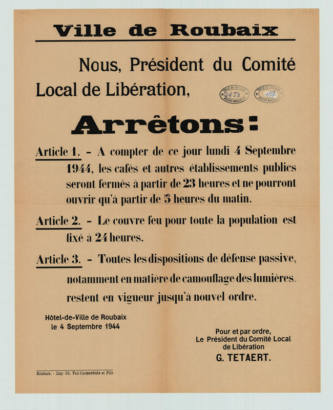Annonce du Président du Comité Local de Libération