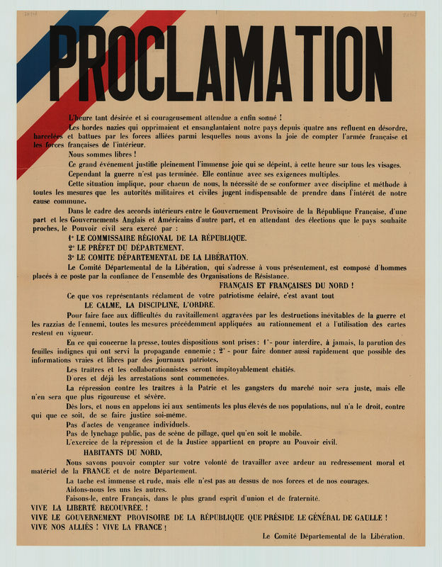 Proclamation du Comité départemental de la Libération
