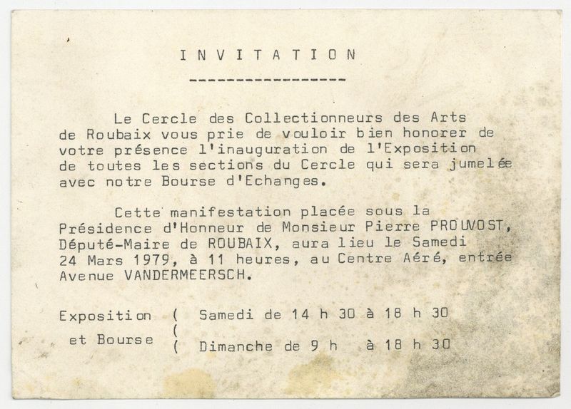 Inauguration de l'exposition et Bourse d'Echanges du Cercle des Collectionneurs des Arts de Roubaix