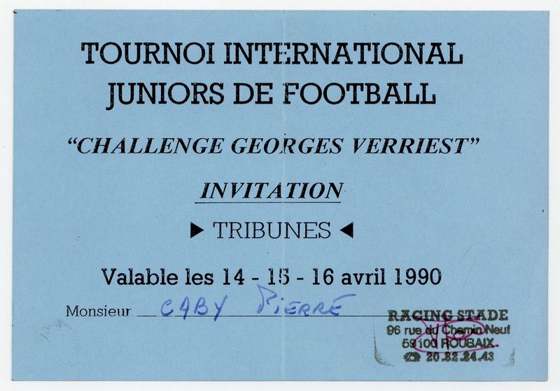 Tournoi international junior de football, Challenge George Verriest