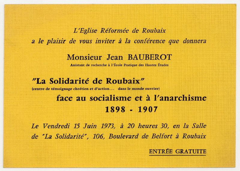 Conférence : La Solidarité de Roubaix, face au socialisme et à l'anarchisme, 1898-1907
