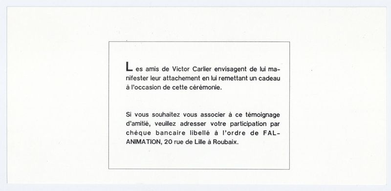 Remise des insignes d'Officier dans l'Ordre des Palmes Académiques à Victor Carlier