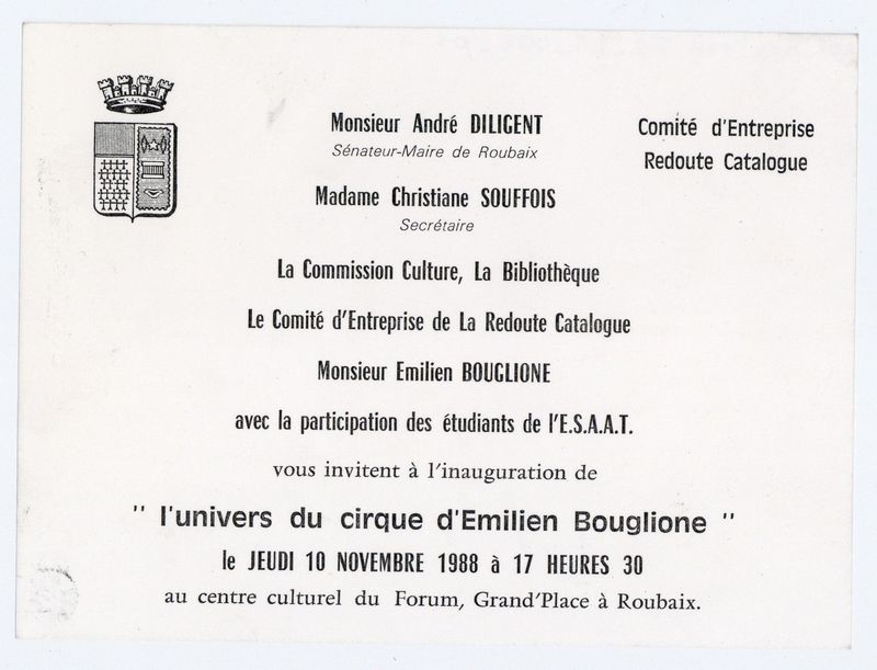 Inauguration de : l'univers du cirque d'Emilien Bouglione