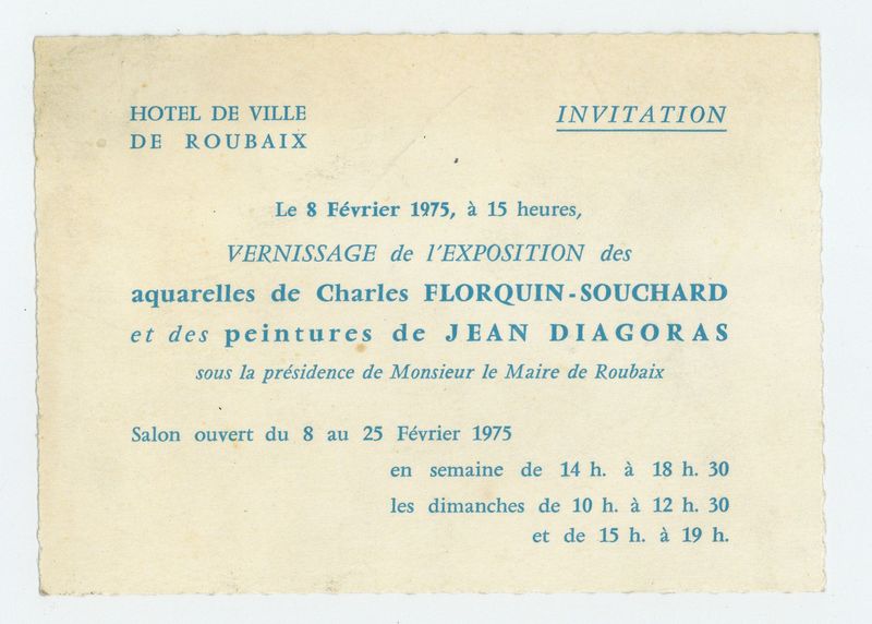 Vernissage de l'exposition des aquarelles de Charles Florquin-Souchard et des peintures de Jean Diagoras