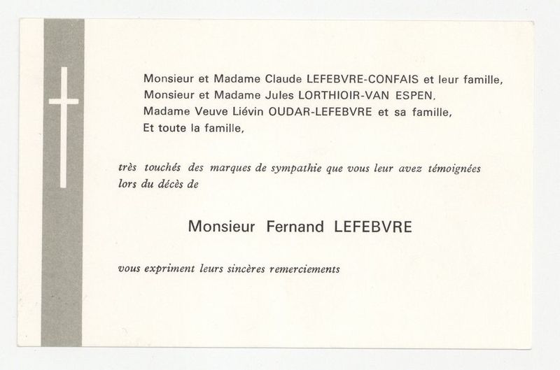 Décès de Fernand Lefebvre
