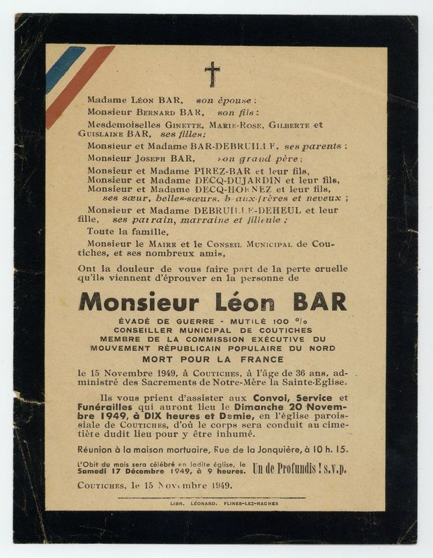 Décès de Léon Bar