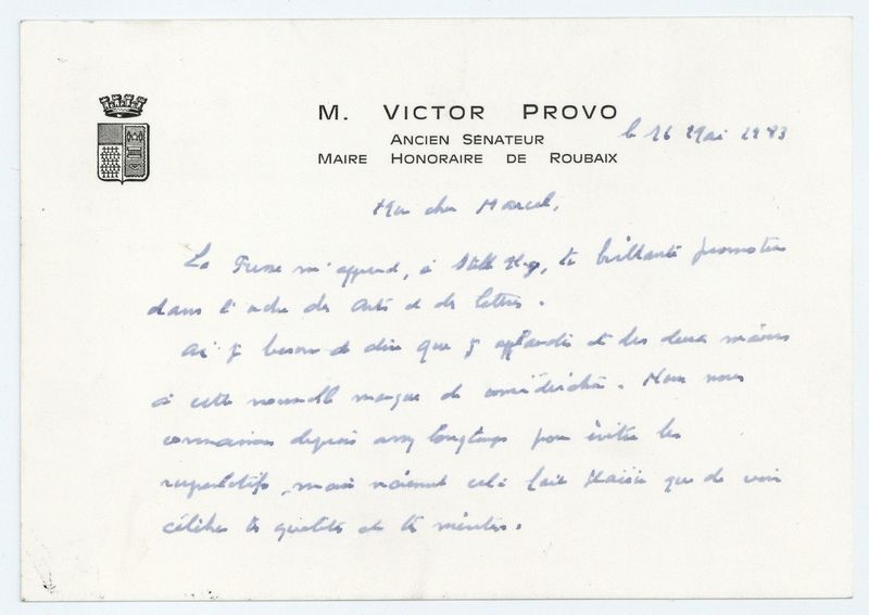 Carte de félicitations de Victor Provo