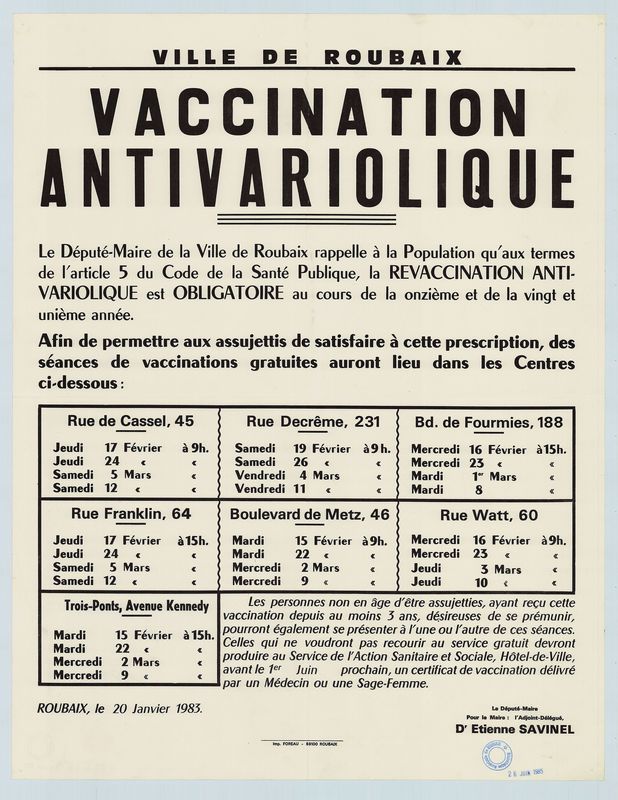 Vaccination antivariolique