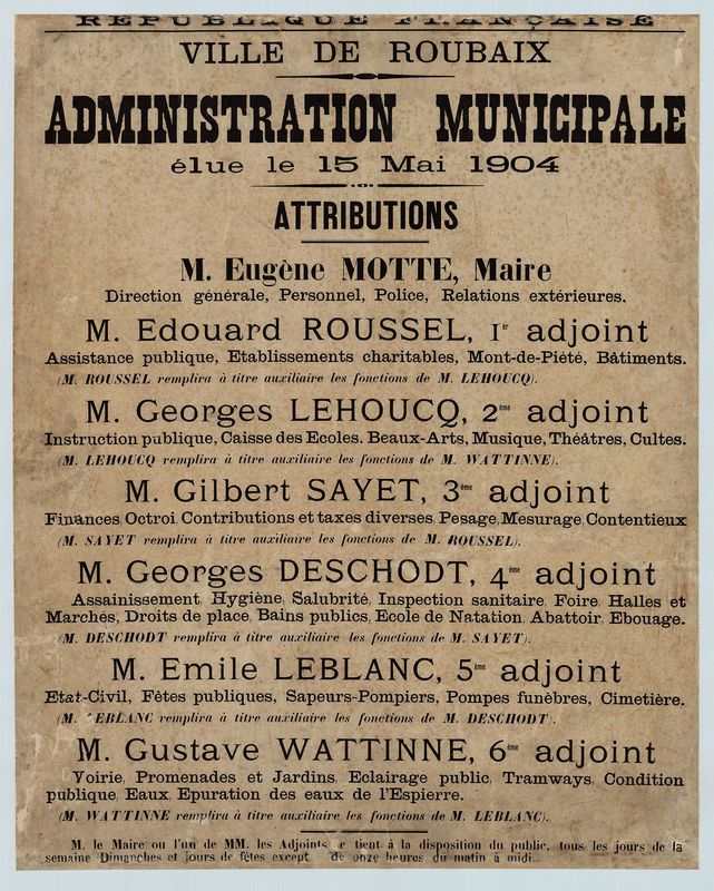 Administration municipale élue le 15 mai 1904