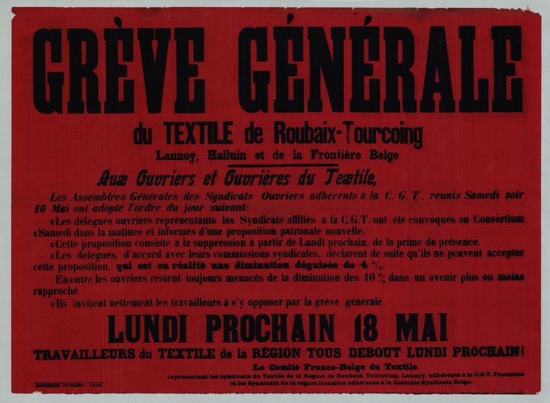 Grève générale du textile de Roubaix - Tourcoing