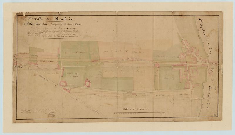 Ville de Roubaix : plan géométrique comprenant le sentier de Croix