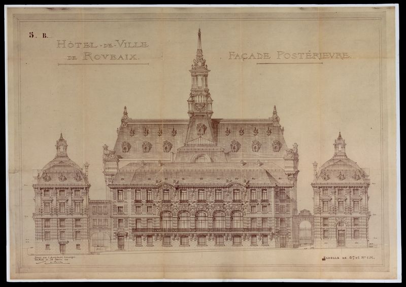 Façade postérieure de l'Hôtel de Ville de Roubaix