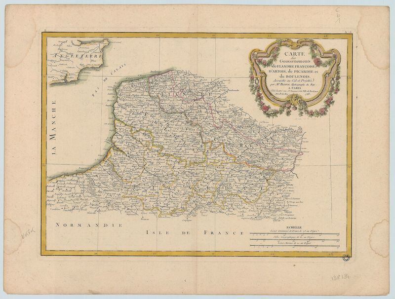 Cartes des gouvernements de Flandre française, d'Artois, de Picardie et du Boulenois