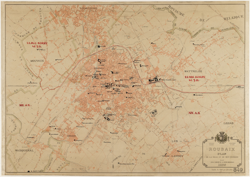 Plan de Roubaix et de ses environs durant l'occupation allemande