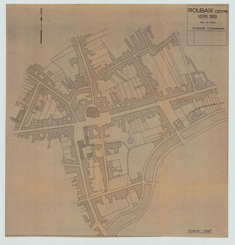 Plans du centre ville vers 1855 et 1955