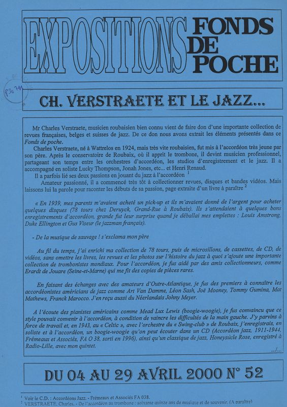 n°52 - Ch. Verstraete et le jazz...