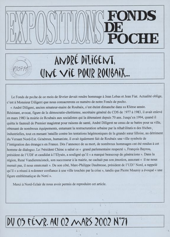 n°71 - André Diligent, une vie pour Roubaix...