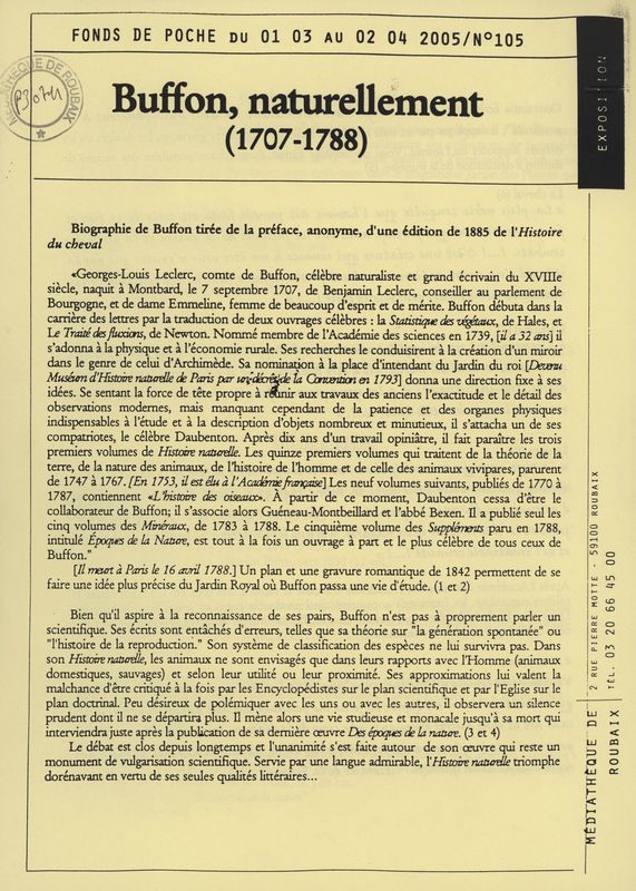 n°105 - Buffon, naturellement (1707-1788)