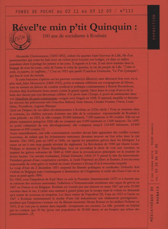 n°112 - Rével'te min p'tit Quinquin : 100 ans de socialisme à Roubaix