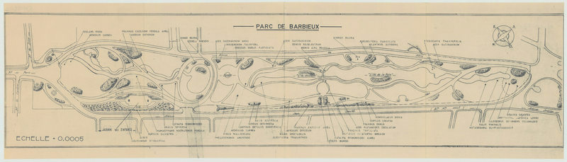 Parc Barbieux : plan des plantations et arbres.