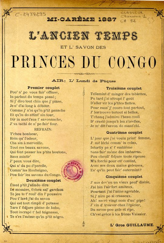 L'ancien temps et l'savon des princes du Congo
