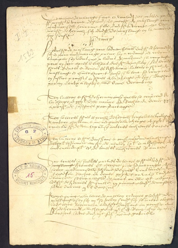 Contrat de mariage de M. de Hérimez et Melle de Gand