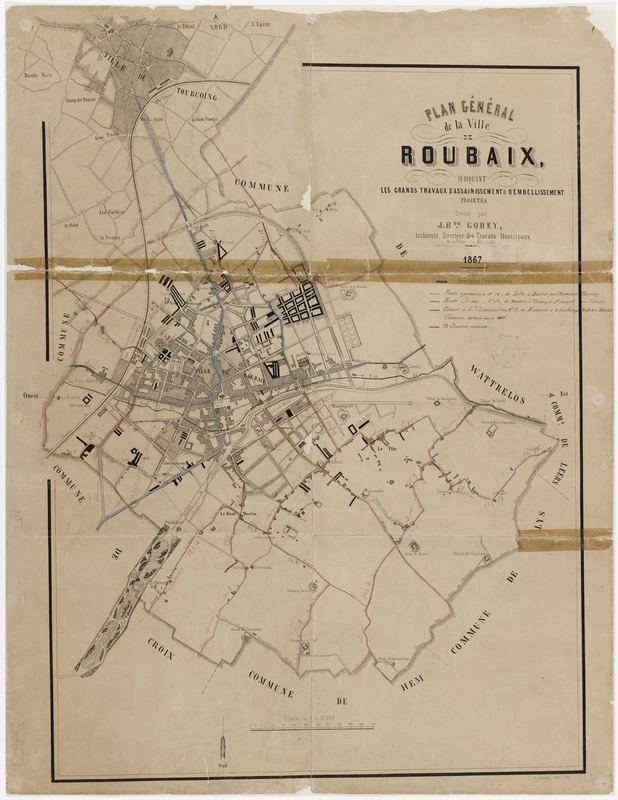 Plan général de Roubaix, 1867.