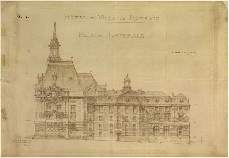 Façade latérale de l'hôtel de ville de 1911 (projet).