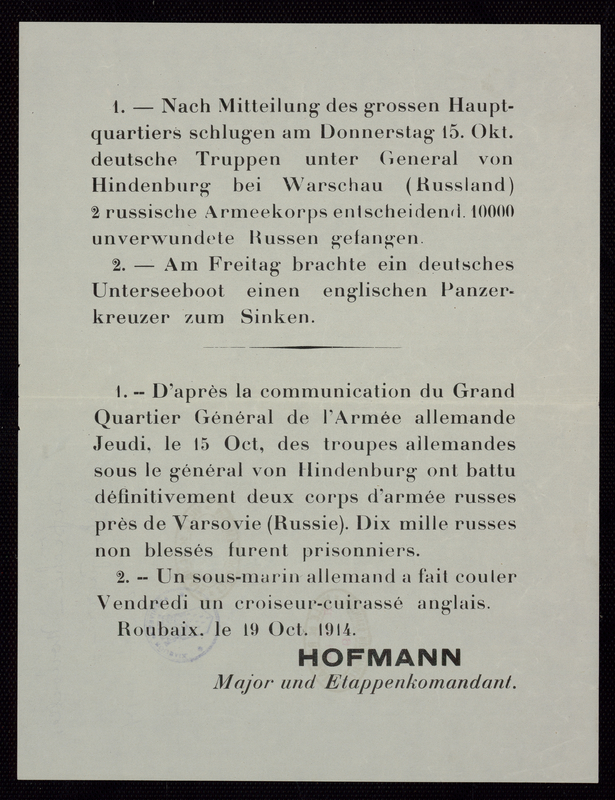 D'après la communication de l'armée allemande