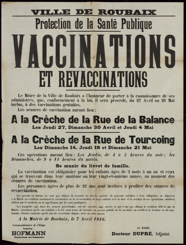 Protection de la santé publique. Vaccinations et revaccinations