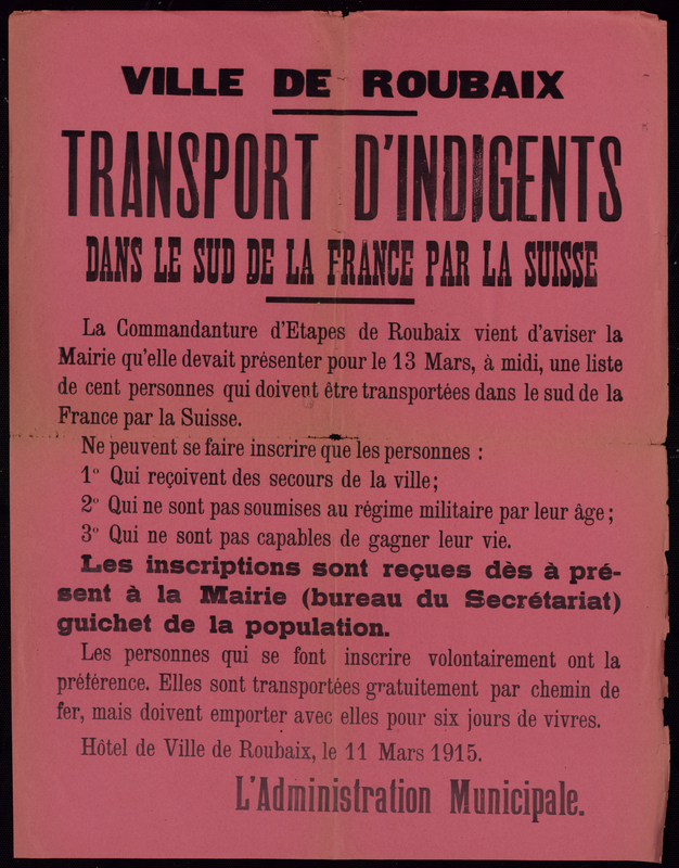 Transport d'indigents dans le sud de la France par la Suisse