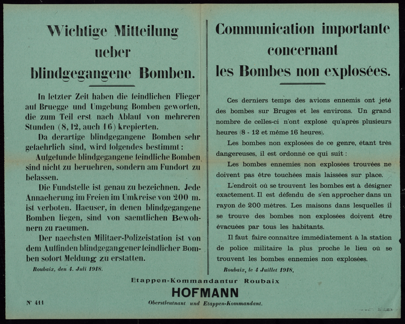 Communication importante concernant les bombes non explosées