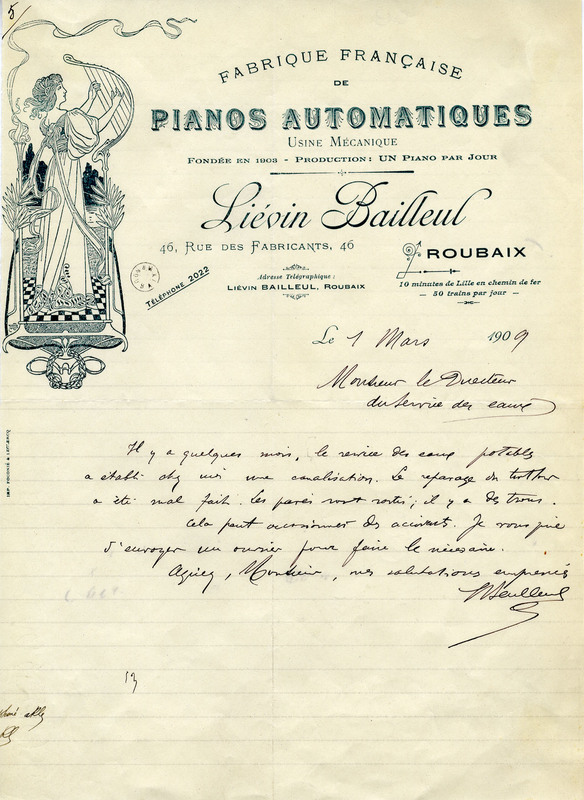 Fabrique française de pianos automatiques Liévin Bailleul