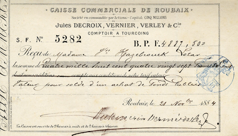 Caisse commerciale de Roubaix Jules Decroix, Vernier, Verley & Cie