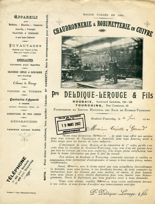 Chaudronnerie et robinetterie en cuivre Pierre Deldique-Lerouge & fils