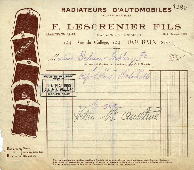Radiateurs d'automobiles F. Lescrenier Fils