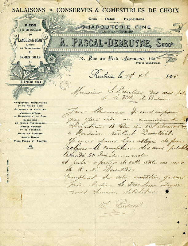 Charcuterie fine A. Pascal-Debruyne, successeur
