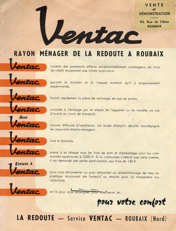 Ventac, rayon ménager de La Redoute